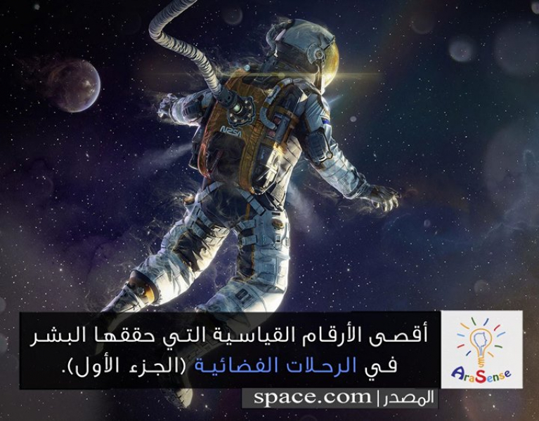 أقصى الأرقام القياسية التي حققها البشر في الرحلات الفضائية بالعربيك